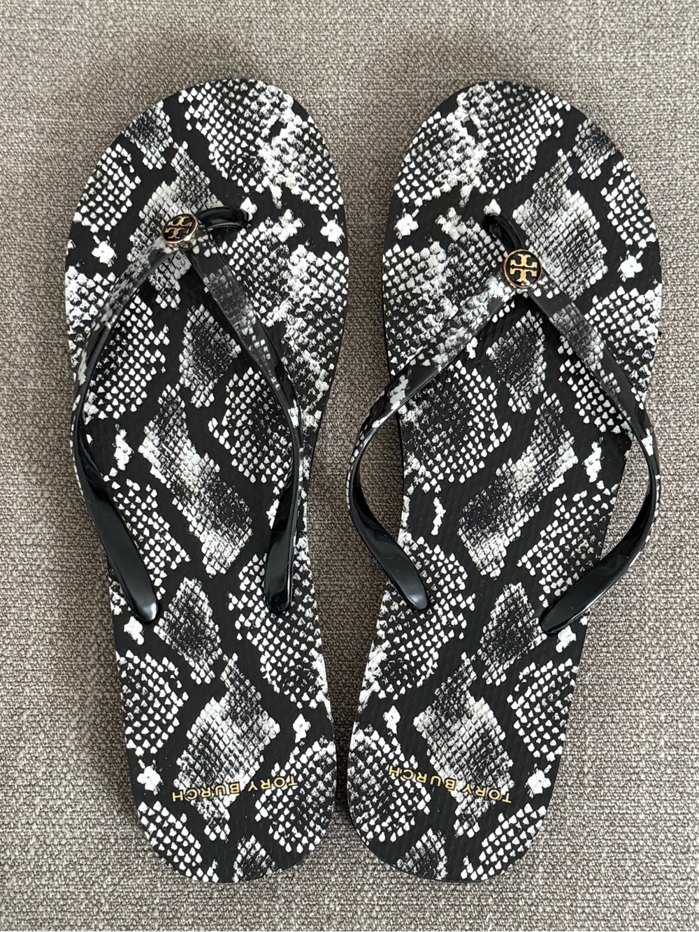Tory Burch Snake-Print Flip Flops